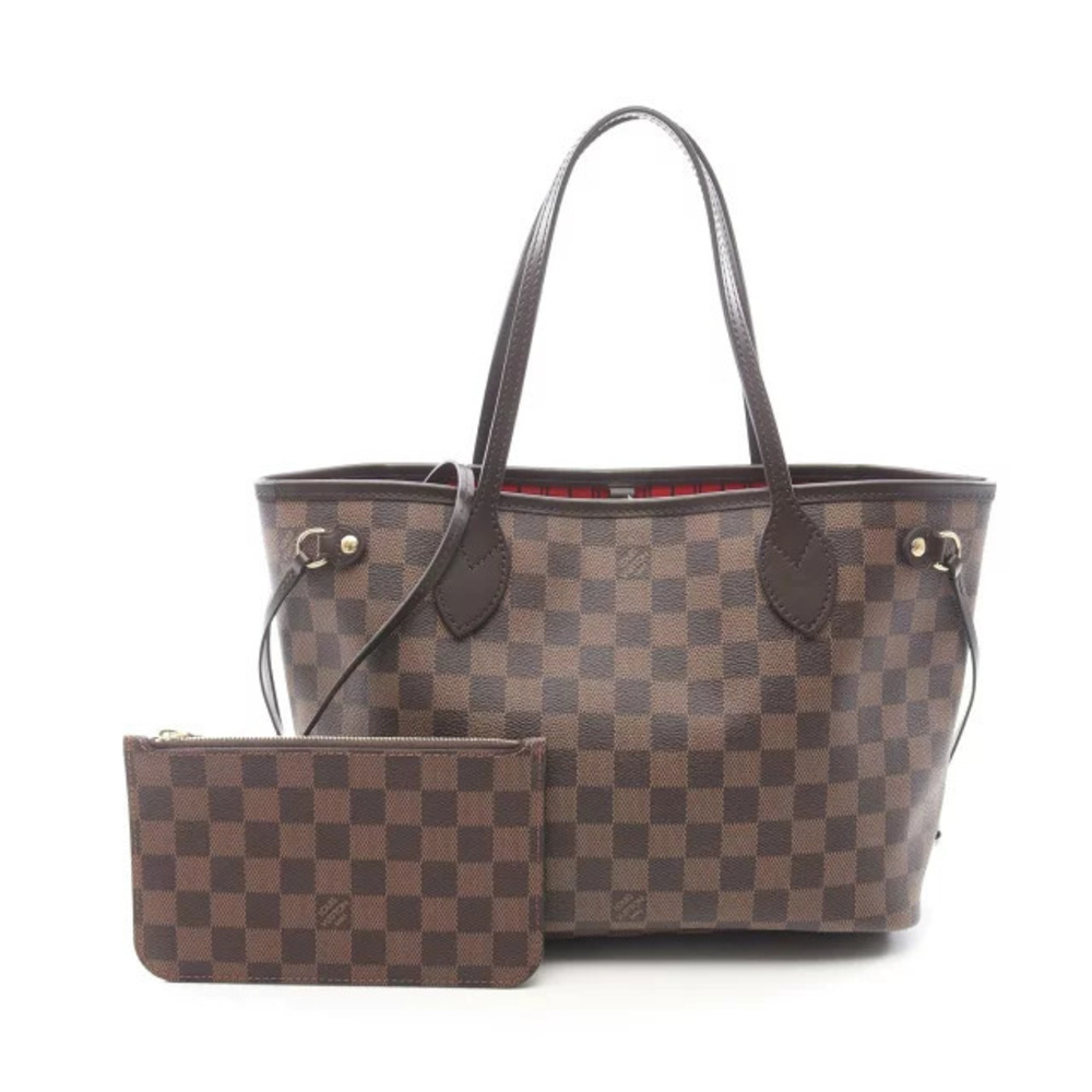 Louis Vuitton Neverfull Tote Bag Canvas Leather Damier Brown